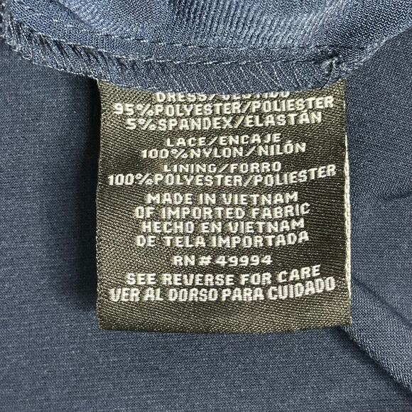 NWT R&M Richards Navy Blue 1 Piece Sequin Lace Poncho Sheath Dress Womens Size 8 - Picture 14 of 16